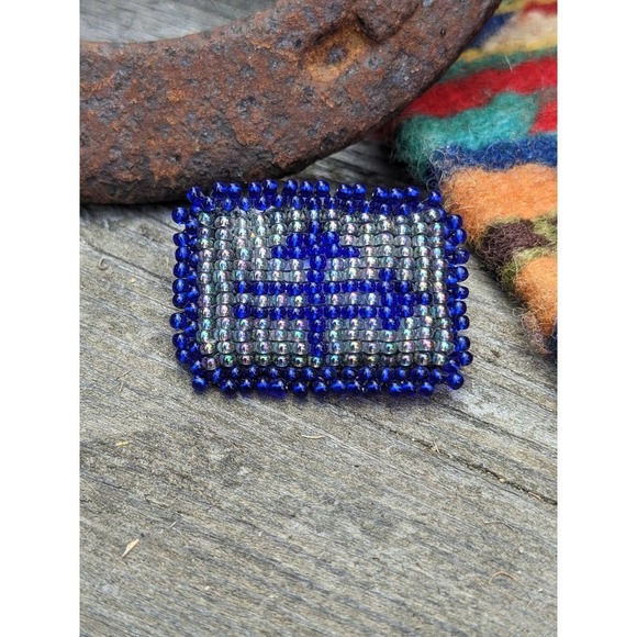 Vintage Beaded Southwestern Brooch Pin - Picture 1 of 9